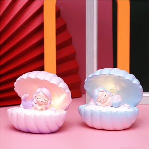 Pearlescent Mermaid Star Lamp Ins Girl Dream Shell Lamp Fairy Decoration Night Light Resin Crafts - Zambeel