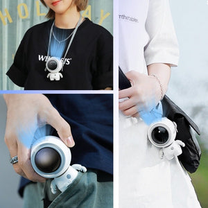 Personal Neck Fans USB Rechargeable Astronaut Small Fan Handheld Hanging Neck Creative Bladeless Mini Fan Easy To Use - Zambeel