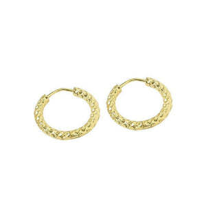 Personalized Gypsophila Embossed Circle Deep Gold Ear Clips - Zambeel
