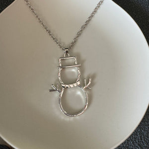 Personalized Snowman Earrings And Pendant Fashion Simple Christmas Hollow Necklace For Women Jewelry - Zambeel