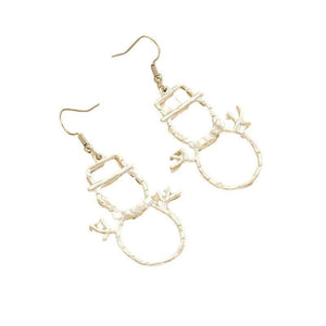 Personalized Snowman Earrings And Pendant Fashion Simple Christmas Hollow Necklace For Women Jewelry - Zambeel