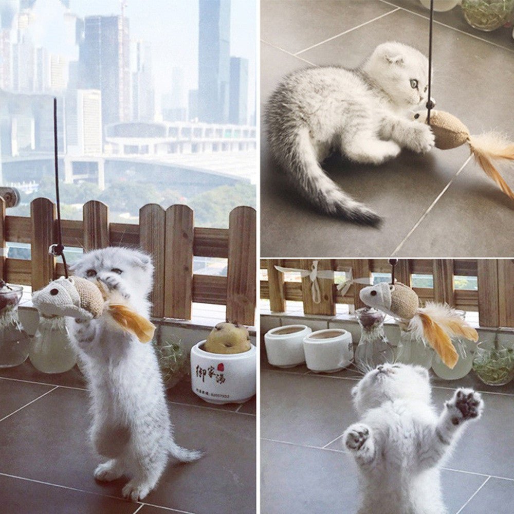 Pet Funny Cat Stick Wooden Cat Toy Pet Toy - Zambeel