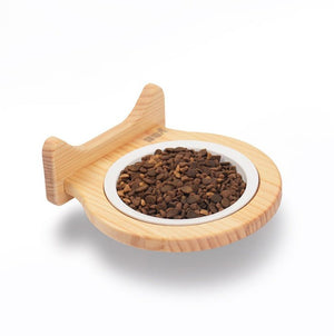 Pet Supplies Ceramic Bowl Solid Wood Stand - Zambeel