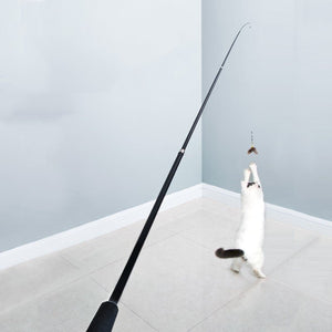 Pet Toy Cat - teasing Stick Extendable 180cm Rod Feather Replacement Head Adjustable Extendable Cat - teasing Stick Fishing Cat Toy - Zambeel