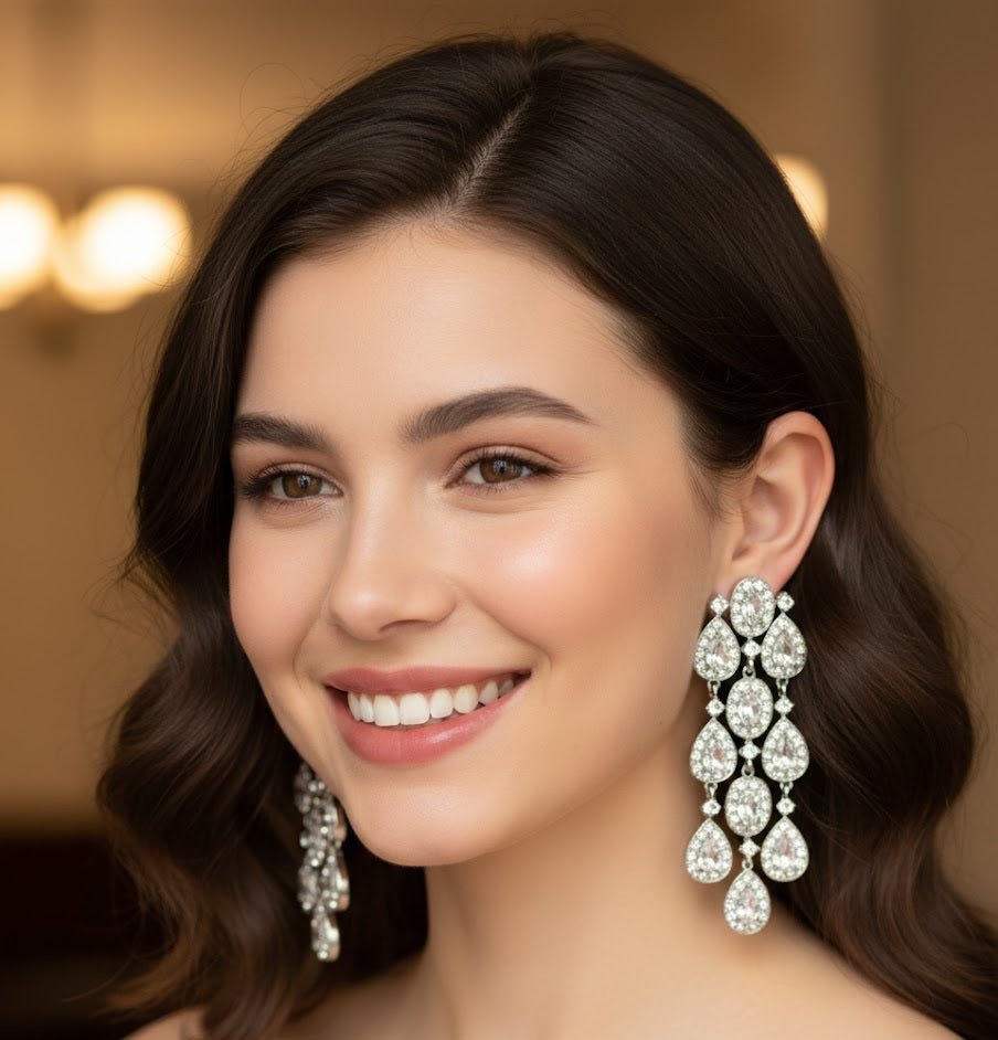 Petal Sparkle Statement Earrings - Zambeel