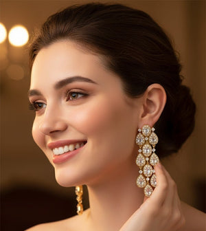 Petal Sparkle Statement Earrings - Zambeel