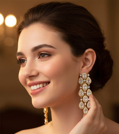 Petal Sparkle Statement Earrings - Zambeel