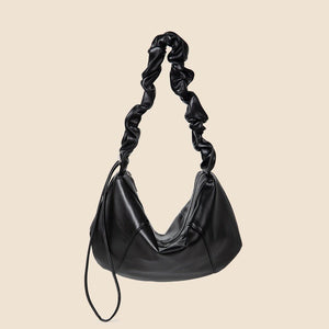 Pleated Shoulder Strap Retro Soft Leather Shoulder Bag - Zambeel