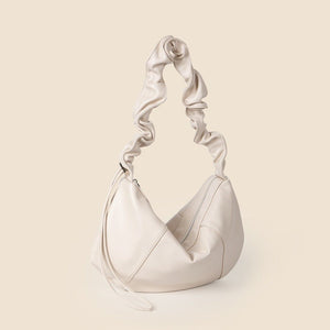 Pleated Shoulder Strap Retro Soft Leather Shoulder Bag - Zambeel