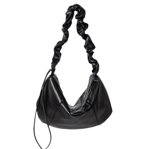 Pleated Shoulder Strap Retro Soft Leather Shoulder Bag - Zambeel
