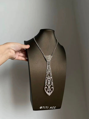 Popular Choker Tie Necklace Rhinestone Claw Chain Jewelry - Zambeel