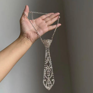 Popular Choker Tie Necklace Rhinestone Claw Chain Jewelry - Zambeel