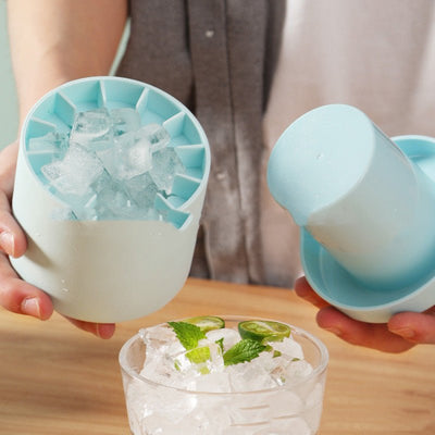 Portable 2 In 1 Ice Bucket Mold With Lid Space Saving Cube Maker Tools For Kitchen Party Barware - Zambeel