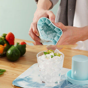 Portable 2 In 1 Ice Bucket Mold With Lid Space Saving Cube Maker Tools For Kitchen Party Barware - Zambeel