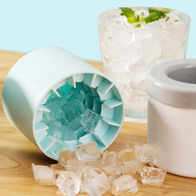 Portable 2 In 1 Ice Bucket Mold With Lid Space Saving Cube Maker Tools For Kitchen Party Barware - Zambeel