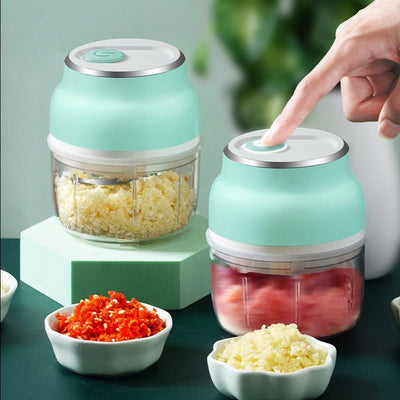 Portable Electric Mini Garlic Cutter Masher Vegetable Fruit Meat Food Chopper Grinder - Zambeel