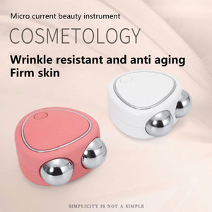 Portable Facial Micro - current Beauty Instrument For Lifting Thinning And Reducing Edema With Double Roller Massager - Zambeel