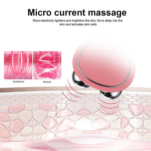 Portable Facial Micro - current Beauty Instrument For Lifting Thinning And Reducing Edema With Double Roller Massager - Zambeel