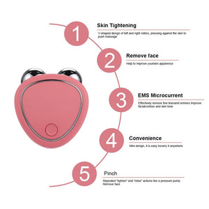 Portable Facial Micro - current Beauty Instrument For Lifting Thinning And Reducing Edema With Double Roller Massager - Zambeel