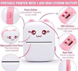 Portable Mini Pocket Printer BT Thermal Printer - Zambeel