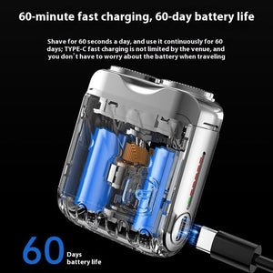 Portable Rotary Dual Ring Electric Shaver Men Travel Mini Shaver Double Floating Magnetic Blade Head Rechargeable Pocket Razors - Zambeel