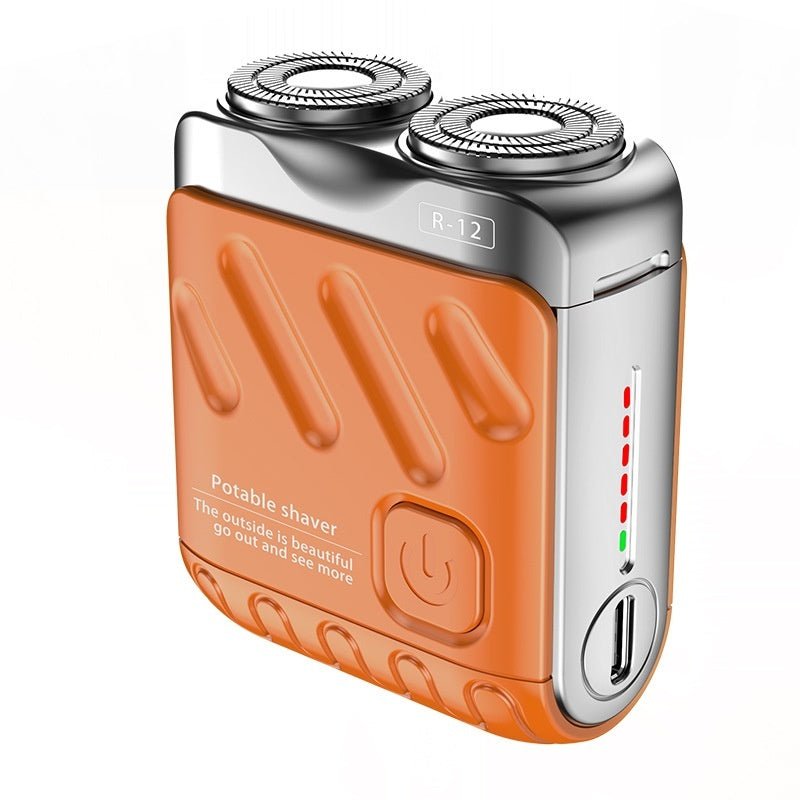 Portable Rotary Dual Ring Electric Shaver Men Travel Mini Shaver Double Floating Magnetic Blade Head Rechargeable Pocket Razors - Zambeel
