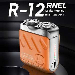 Portable Rotary Dual Ring Electric Shaver Men Travel Mini Shaver Double Floating Magnetic Blade Head Rechargeable Pocket Razors - Zambeel