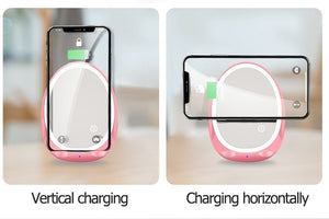 Portable Vertical With Fill Light Mirror Wireless Charger For Mobile Phone Bracket - Zambeel