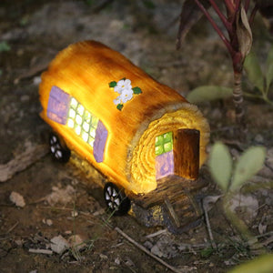 Premium Outdoors Decor Wooden House Solar Lights Garden Deco - Zambeel