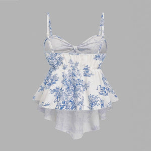 Printed Sleeveless Irregular Hem Camisole Top - Zambeel