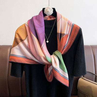 Printing Color Contrast Double - sided Different Color Dual - use Large Kerchief - Zambeel