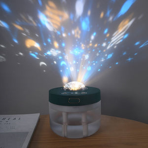 Projection Humidifier Portable Rechargeable Rotating Projection Night Light Bedroom Moisturizing Double Spray Double Fog - Zambeel