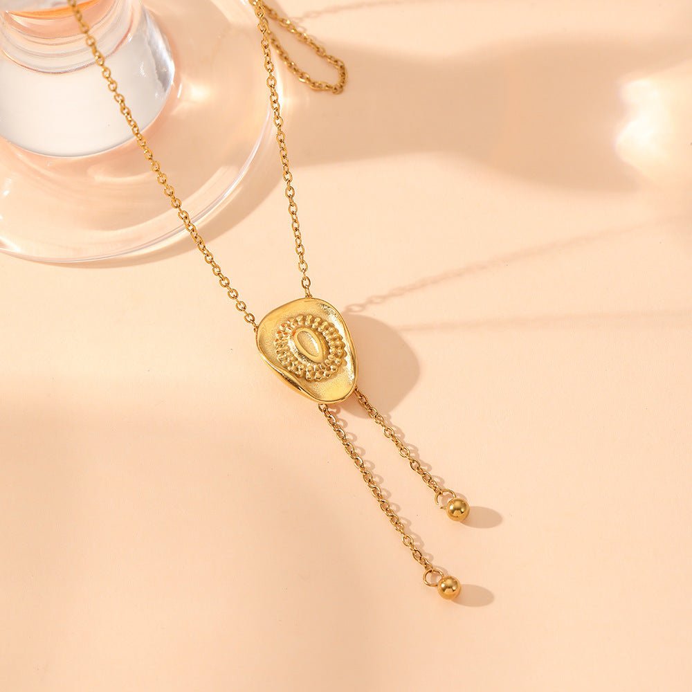 Pull Sweater Chain Titanium Steel Hat Steel Ball Tassel Pull Necklace Ornament - Zambeel