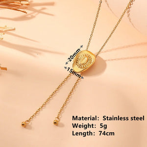 Pull Sweater Chain Titanium Steel Hat Steel Ball Tassel Pull Necklace Ornament - Zambeel