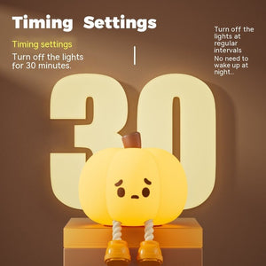 Pumpkin Lamp Small Night Lamp Halloween Silicone Pat Lamp Ambience Light - Zambeel