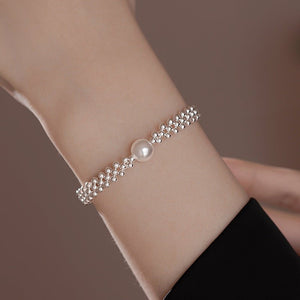 Pure Silver Pearl Bracelet, Light Luxury Bracelet - Zambeel