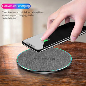 Qi Standard Ultra - Thin Fabric Aluminum Alloy Fast Charge Wireless Charger 15W Fast Charge Fast Charger Disc Wireless Charger - Zambeel