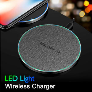 Qi Standard Ultra - Thin Fabric Aluminum Alloy Fast Charge Wireless Charger 15W Fast Charge Fast Charger Disc Wireless Charger - Zambeel