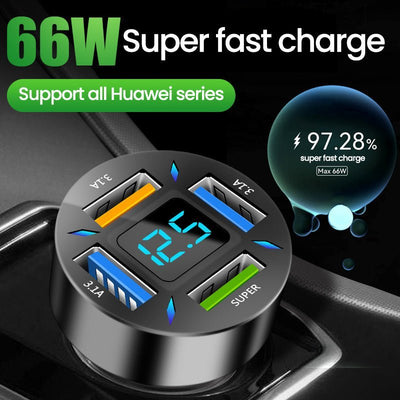 Quick Universal Transfer Plug Multi - function Car Charger USB4 Port - Zambeel