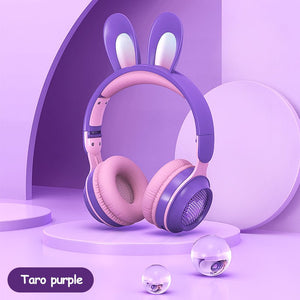Rabbit Ear Headphones Wireless Luminous Extendable Wheat Headphones - Zambeel