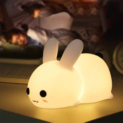 Rabbit LED Night Light Silicone Animal Cartoon Dimmable Lamp USB Rechargeable For Children Kids Baby Gift Bedside Bedroom - Zambeel