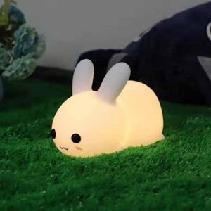 Rabbit LED Night Light Silicone Animal Cartoon Dimmable Lamp USB Rechargeable For Children Kids Baby Gift Bedside Bedroom - Zambeel
