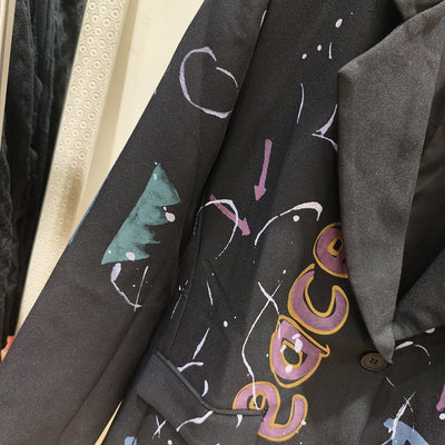 Rare And Eye - catching Colorful Letter Graffiti - print Loose - fitting Jacket - Zambeel