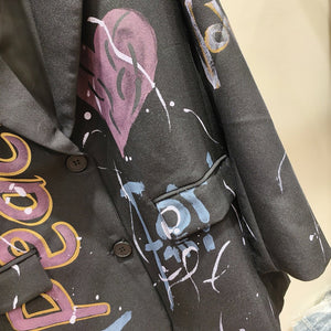 Rare And Eye - catching Colorful Letter Graffiti - print Loose - fitting Jacket - Zambeel