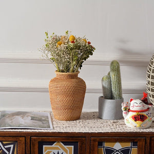 Rattan Woven Ornaments Floral Dry Vases Creative Vases Decorative Tabletop Flower Baskets - Zambeel