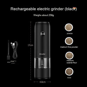 Rechargeable Electric Pepper And Salt Grinder Set One - Handed No Battery Needed Automatic Grinder With Adjustable Coarseness LED Light Refillable - Zambeel