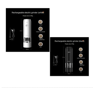 Rechargeable Electric Pepper And Salt Grinder Set One - Handed No Battery Needed Automatic Grinder With Adjustable Coarseness LED Light Refillable - Zambeel
