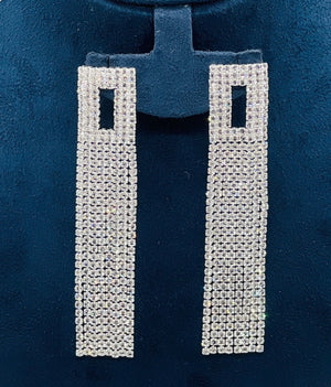 Rectangular Crystal Drop Earrings - Zambeel
