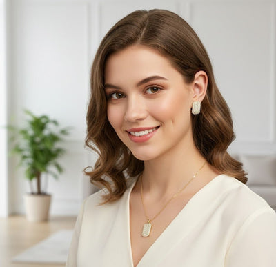 Rectangular Micro - Pave Crystal Jewelry Set - Zambeel