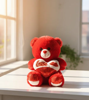Red Love Teddy Bear with Heart Cushion - Zambeel